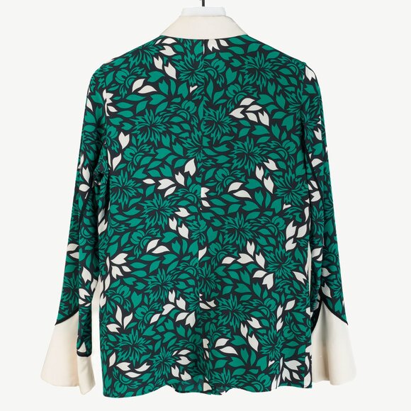 Dorothee Schumacher Green Botanical Print Silk Button Up Collar & Cuff Blouse - Picture 2 of 10